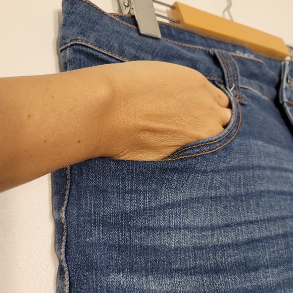 Time and Tru Denim Blue Jeans High Rise Skinny Slim Womens Plus Size 16 Petite - Picture 5 of 12